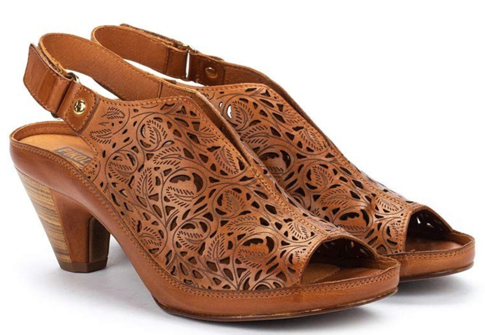 Pikolinos Leather Women's Heeled Sandals Java W5A, Brandy, 9-9.5 US